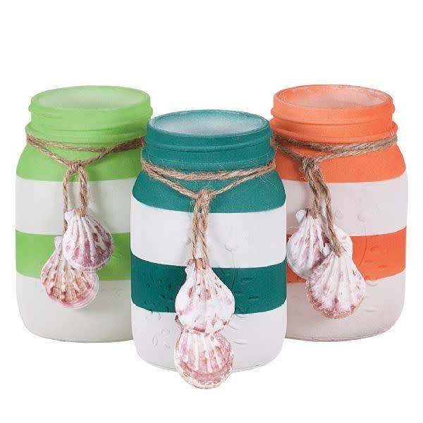 ROUND STRIPE JAR W SHELLS,, REG $5.99