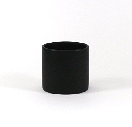 5.5"h x 6" MATTE BLACK CERAMIC CYLINDER VASE PLANTER