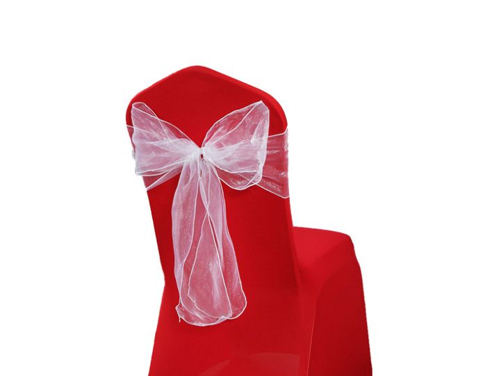 9”x10’ WHITE ORGANZA CHAIR BOW WHITE