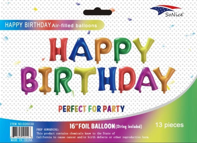 16’’ FOIL BALLOON “HAPPY BIRTHDAY” ASST.COLORS