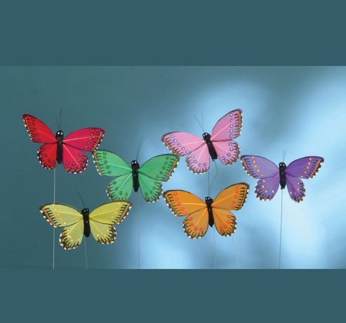 4’’ FEATHER BUTTERFLIES, 12pk