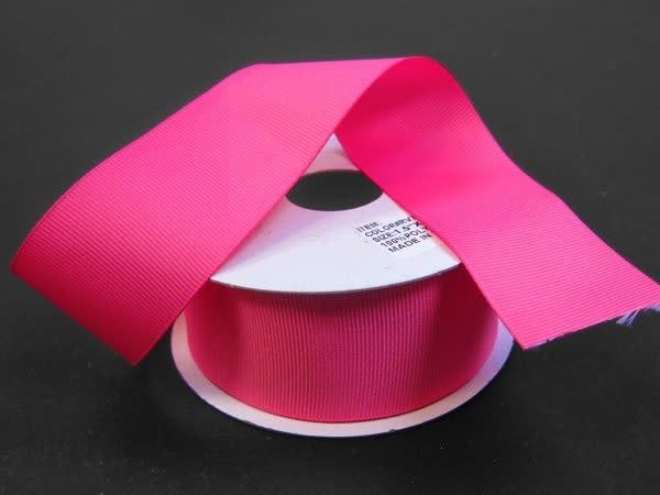 SOLID GROSGRAIN NON WIRED EDGE 1.5"" x 25 YD HOT PINK