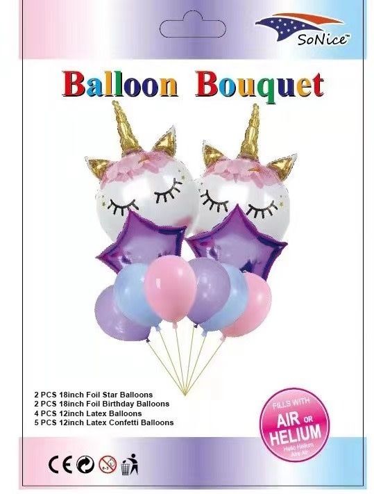 10 PCS UNICORN BALLOON BOUQUET