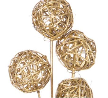 5 STEMS GOLD BRANCH BALLS, 2" - 2.5"