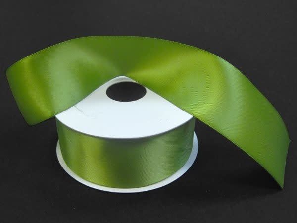 SILKY DOUBLE FACE SATIN NON WIRED EDGE 1.5"" x 25 YD MOSS GREEN