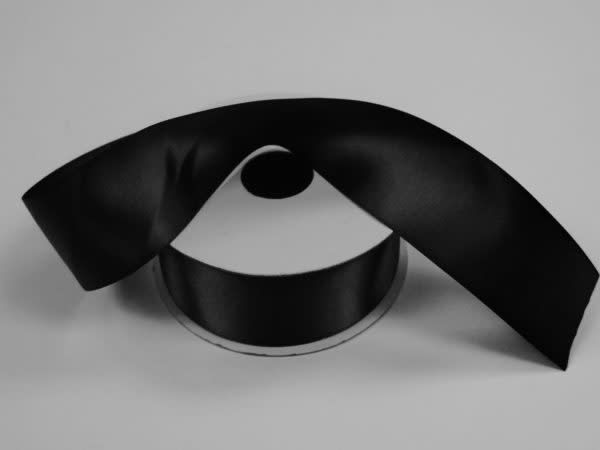 SILKY DOUBLE FACE SATIN NON WIRED EDGE 1.5"" x 25 YD BLACK