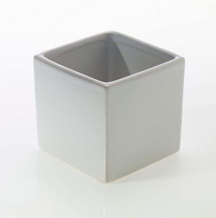 5.5”h x 6.5” x 6.5” MATTE WHITE CERAMIC CUBE VASE PLANTER