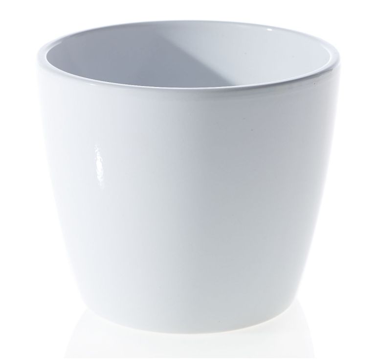 6”H X 7” WHITE CERAMIC MALIBU POT (AD)