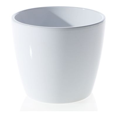 6”H X 7” WHITE CERAMIC MALIBU POT (AD)