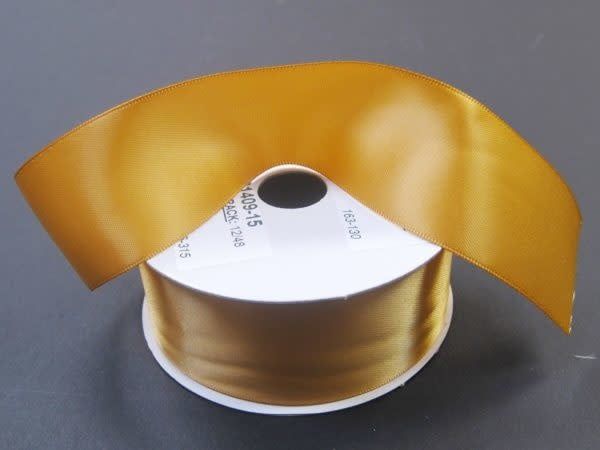SILKY DOUBLE FACE SATIN NON WIRED EDGE 1.5"" x 25 YD OLD GOLD