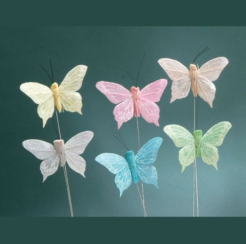 5in. FEATHER BUTTERFLIES , 12pk