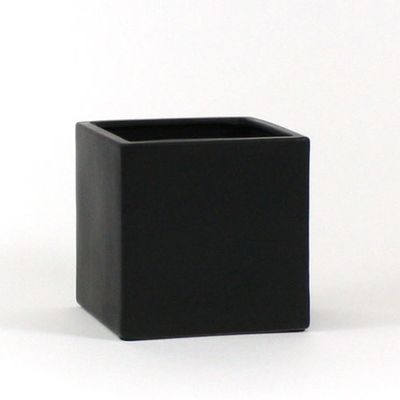 6”X6”X6” MATTE BLACK CERAMIC CUBE SQUARE VASE POT
