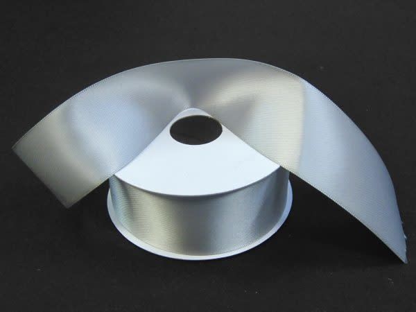 SILKY DOUBLE FACE SATIN NON WIRED EDGE 1.5"" x 25 YD SILVER