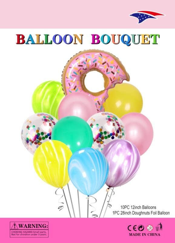 12 PCS BALLOON BOUQUET, DOUGHNUT, reg $6.99
