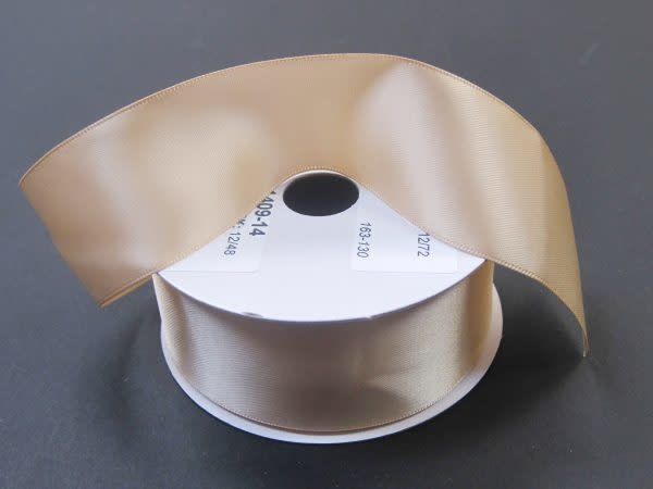 SILKY DOUBLE FACE SATIN NON WIRED EDGE 1.5"" x 25 YD LIGHT GOLD