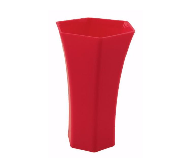 10"H X 6.5" PLASTIC ROSE VASE RED