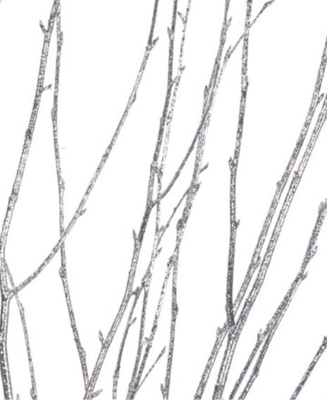 3'-4.5' BIRCH BRANCH SILVER GLITTER, 4-5 STEMS