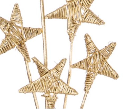 5 STEMS GOLD BRANCH STARS, 3.5" - 4"