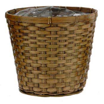 8” ROUND BROWN POT BASKET W/ LINER
