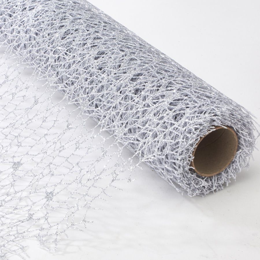 19’’ X 5 YDS SILVER DECORATIVE MESH ROLL, reg $12.99