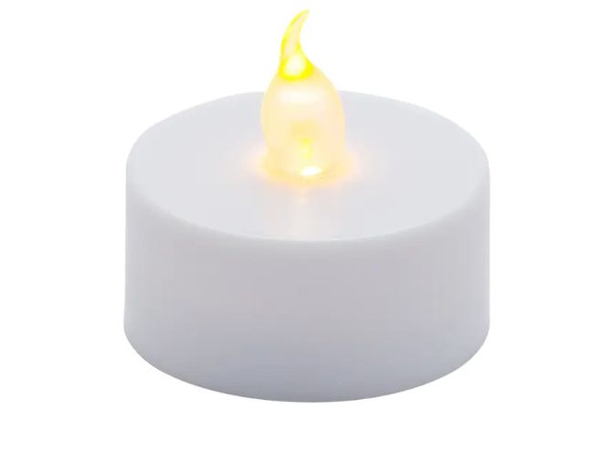 YELLOW LED TEA LIGHT, 12 TO THE PACK