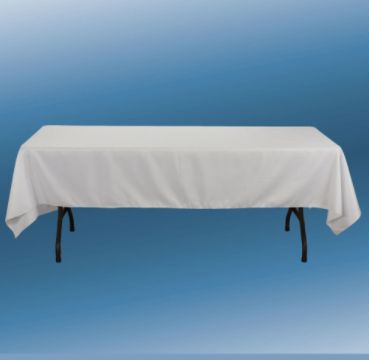60” X 126” WHITE RECTANGLE POLYESTER TABLECLOTH ND