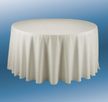 120’’ ROUND POLYESTER TABLECLOTH IVORY ND