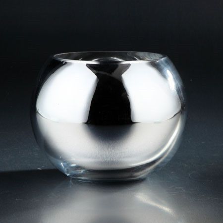 H:6.5" D:8” SILVER MIRROR FISH BOWL