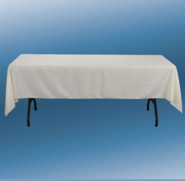 60” X 126” IVORY RECTANGLE POLYESTER TABLECLOTH
