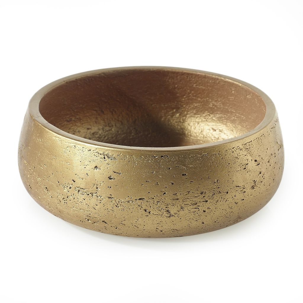 3.5"h x 9.5" GOLD CERAMIC MECCA LOW BOWL