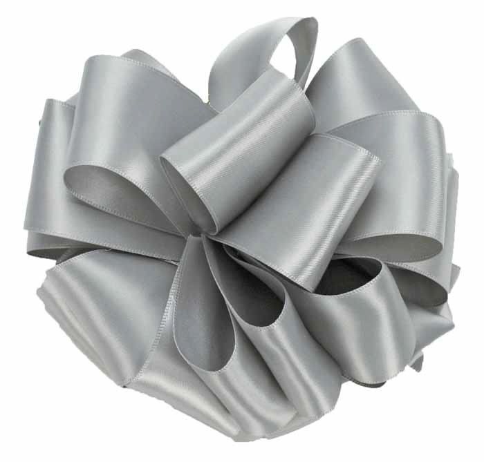 #9, 50 YD, DOUBLE FACE SATIN RIBBON “SILVER”