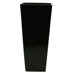 13”T x 5" x 5" MATTE BLACK CERAMIC TAPERED VASE