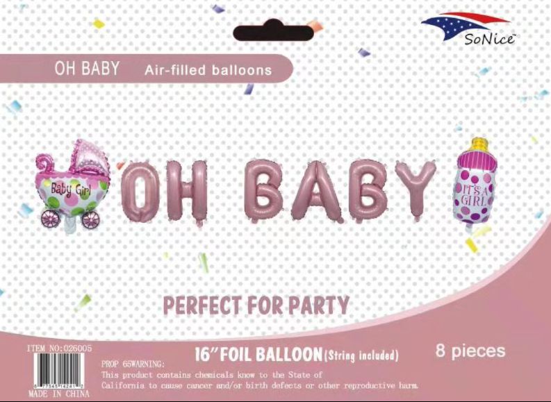 PINK "OH BABY" BALLOON BANNER