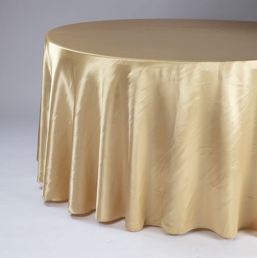 120'' GOLD ROUND GOLD SATIN TABLECOVER