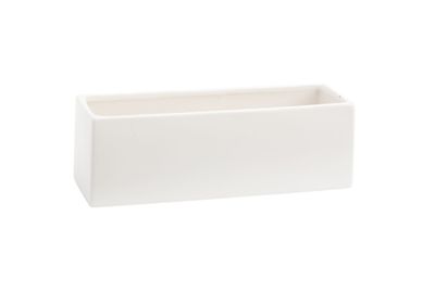 4”h x 12”l x 4” MATTE WHITE LOW RECTANGLE CERAMIC URBAN PLANTER (AD)
