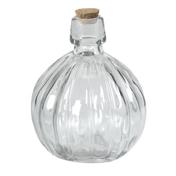 6.7'5" x 3.75" CLEAR GLASS BOTTLE W CORK, REG $4.99