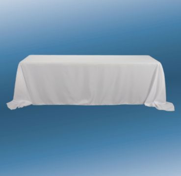 90” X 132” WHITE RECTANGLE POLYESTER TABLECLOTH,