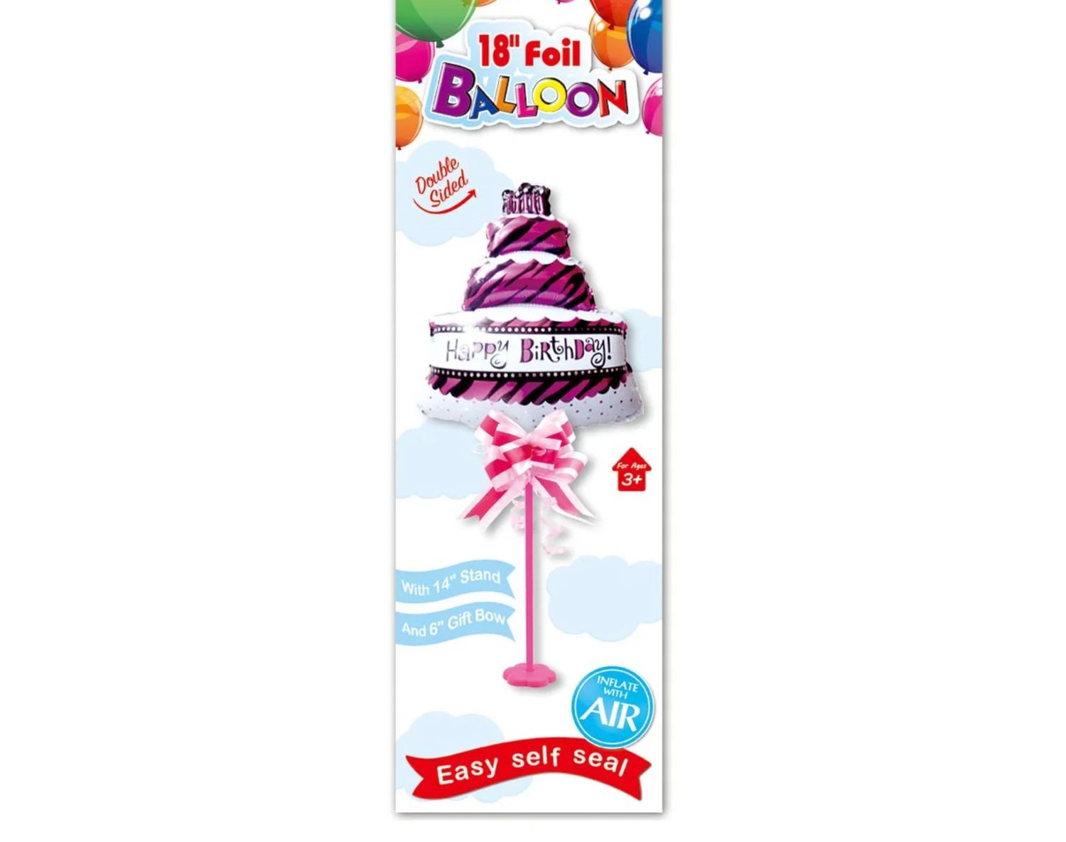14'' FOIL BALLOON HB PINK CAKE ON STAND reg $1.99