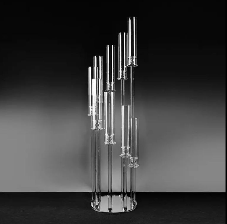 52”H X 12” CRYSTAL CLUSTER CANDELABRA WITH 9 ARMS/HEADS