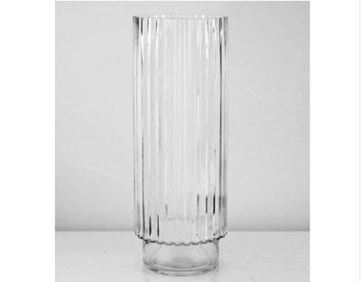 16”H X 6” FLUTED GLASS VASE