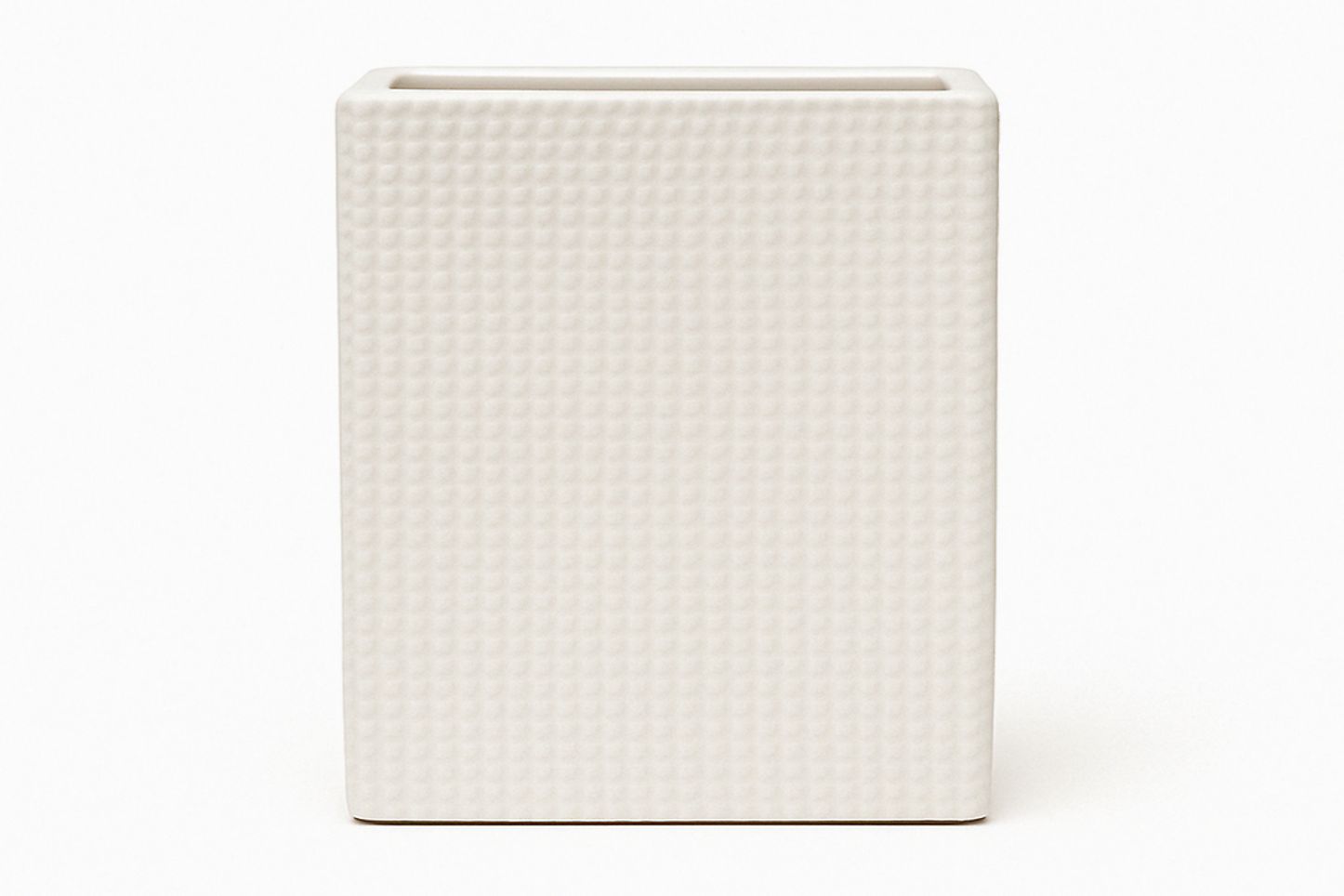 8"h x 6" x 3" MATTE WHITE CERAMIC DIMPLE VASE