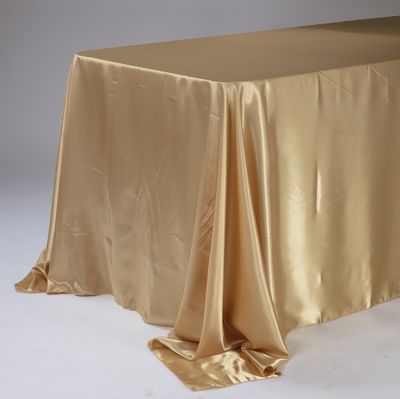 90 X 132'' GOLD RECTANGLE SATIN TABLECLOTH