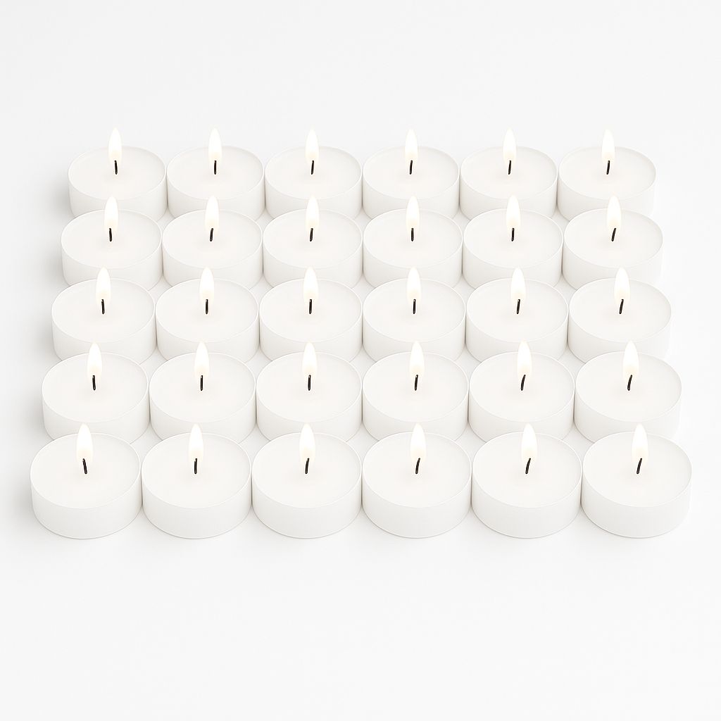 8 hr. Tealight with plastic holder (sold in packs of 30)