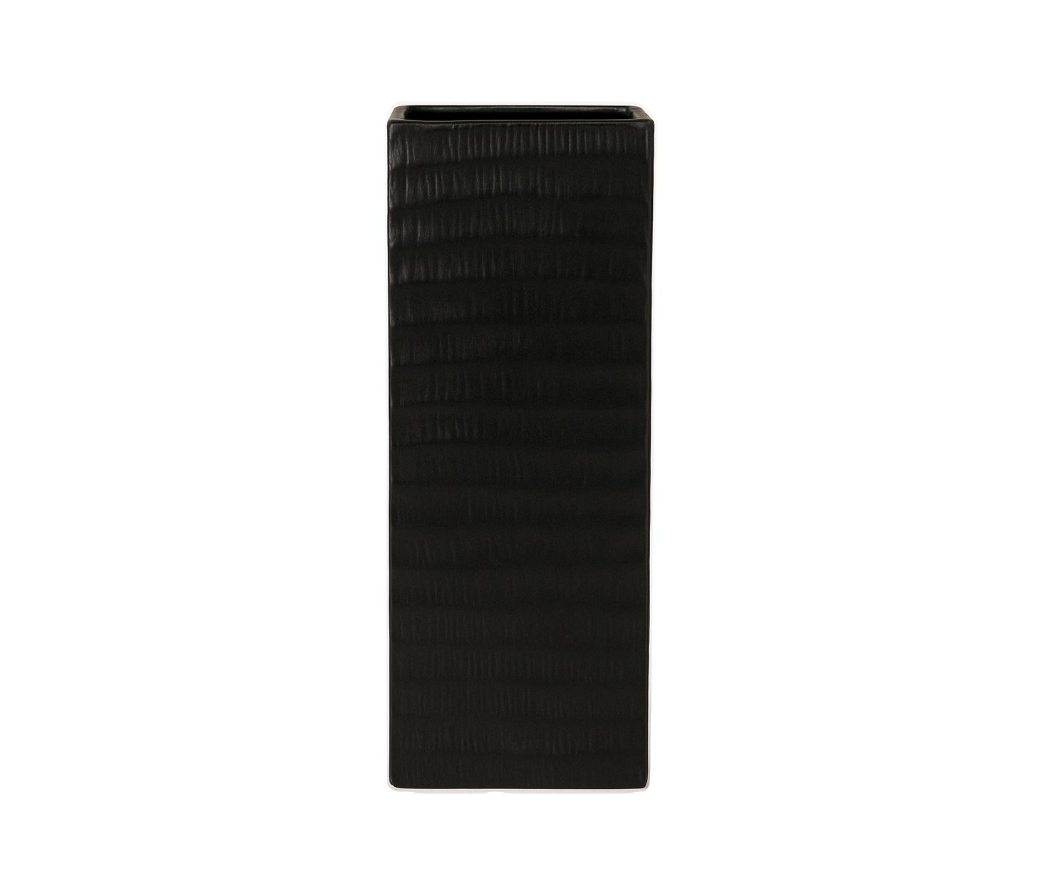 12"h x 4" x 4" BLACK CERAMIC SQUARE OPENING VASE