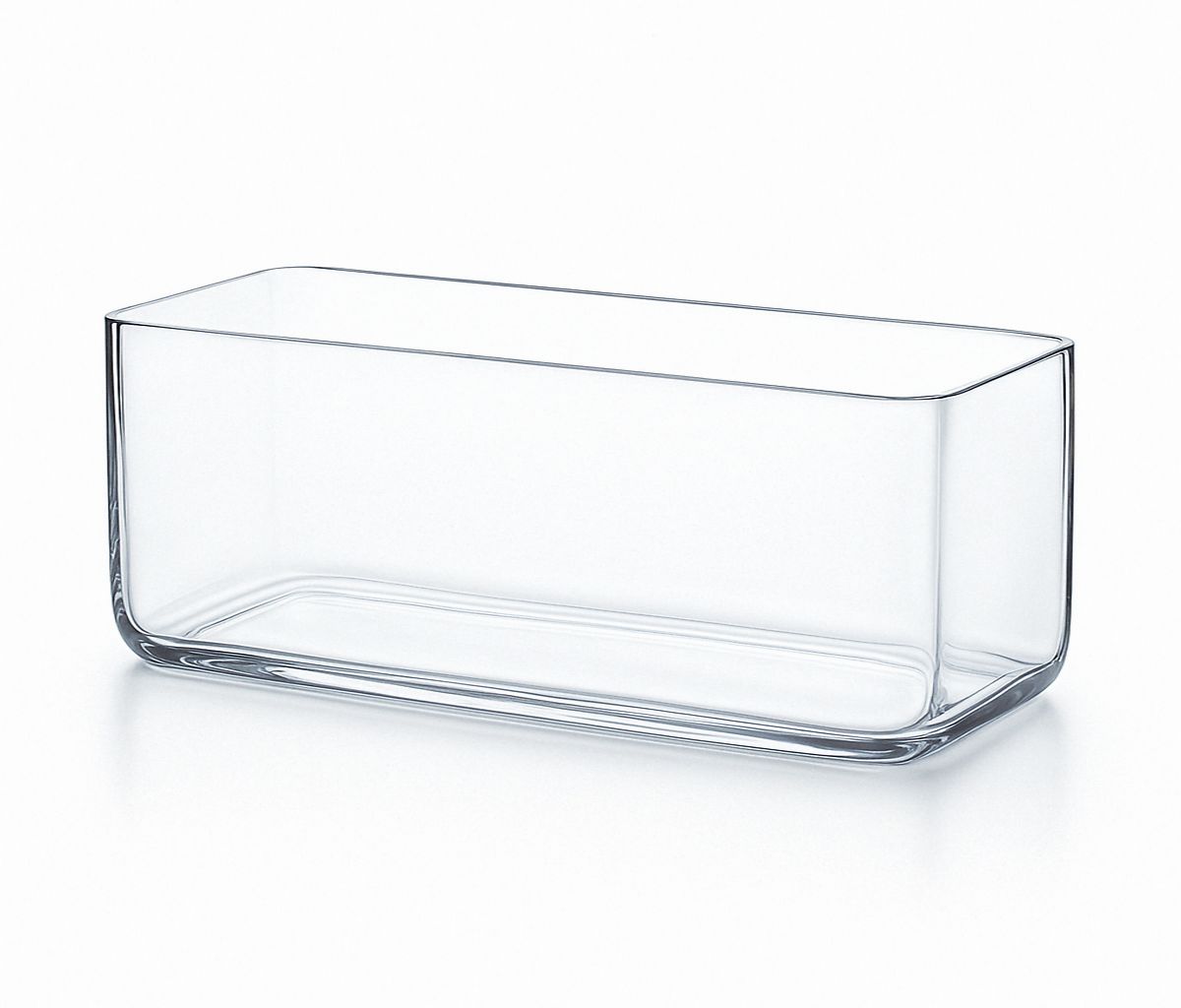 4"H X 12" X 4" LOW RECTANGLE GLASS VASE