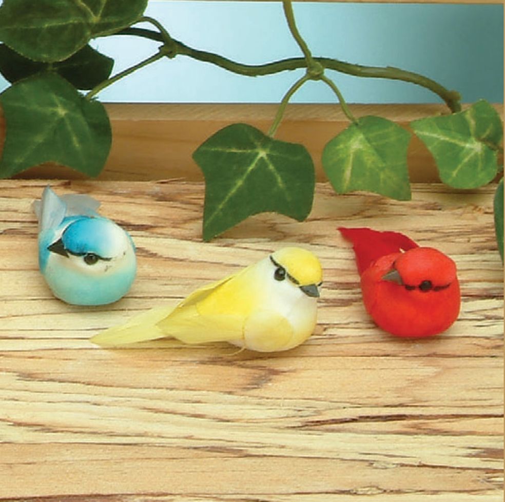 1.75” Mushroom Feather Birds, PACK 12