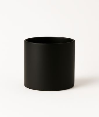 6.5"H X 7" MATTE BLACK CERAMIC CYLINDER VASE PLANTER