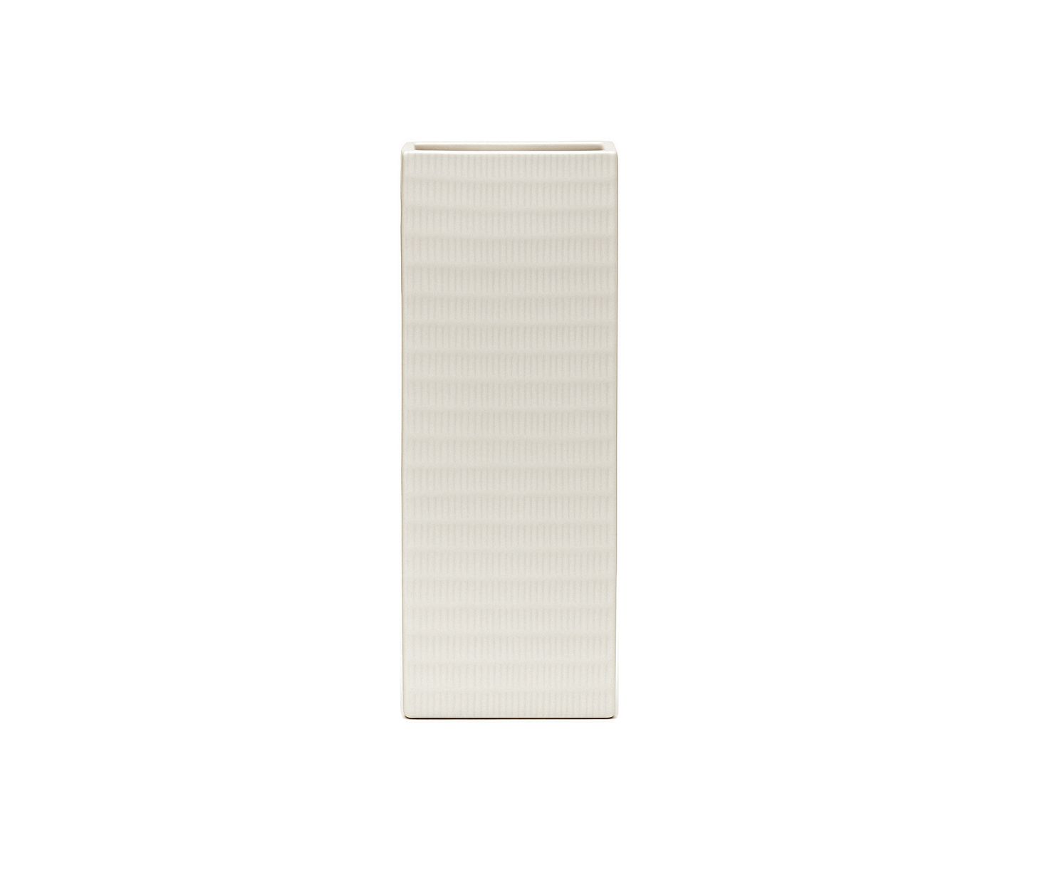 12"h x 4" x 4" WHITE CERAMIC SQUARE OPENING VASE