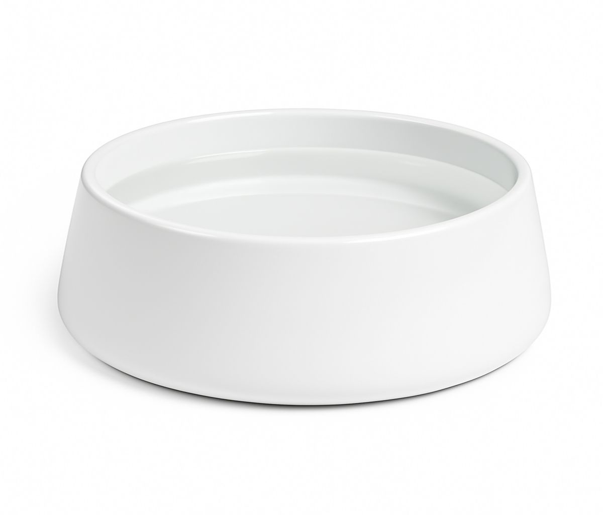 5.5"H X 15” LOW ROUND TAPERED CYLINDER GLOSSY WHITE ST-WARE PLANTER