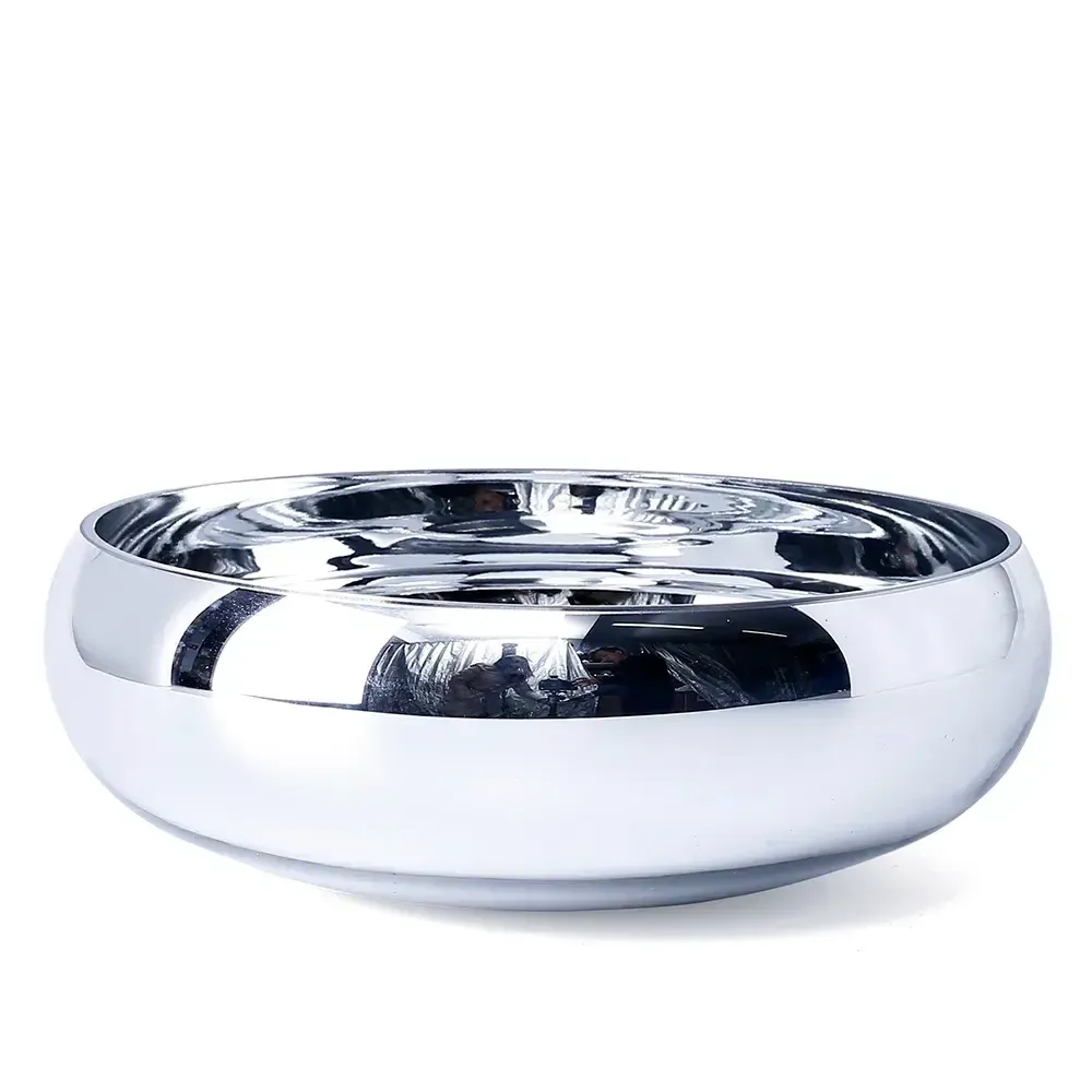 5.5"H X 15.5"  LOW BOWL GLASS SILVER CYLINDER